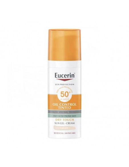 Eucerin Sun Protection Spf 50+ Oil Control Tinted 1 Tubo 50 Ml Color Claro
