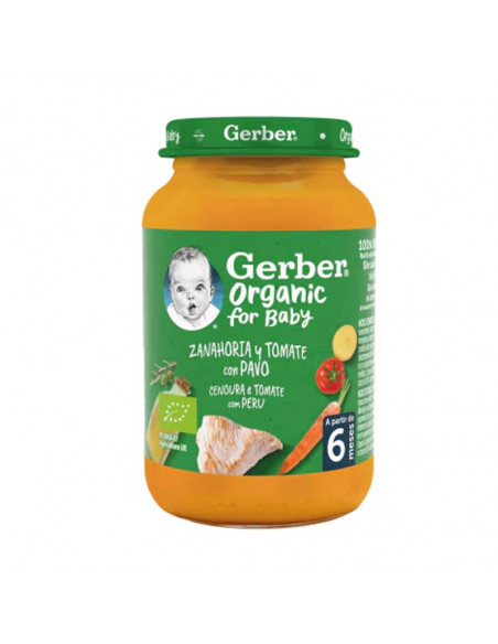GERBER ORGANIC ZANAHORIA TOMATE PAVO 1 TARRITO 190 G