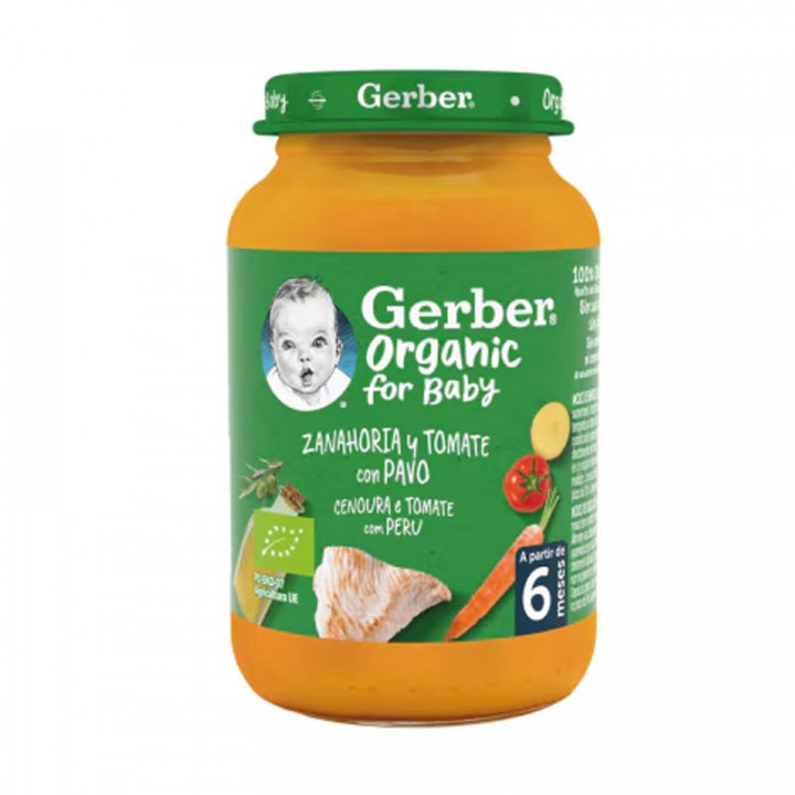 GERBER ORGANIC ZANAHORIA TOMATE PAVO 1 TARRITO 190 G