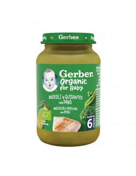GERBER ORGANIC BROCOLI GUISANTES Y PAVO 1 TARRITO 190 G