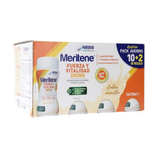 MERITENE FUERZA Y VITALIDAD DRINK 12 BOTELLAS 180 ML SABOR VAINILLA