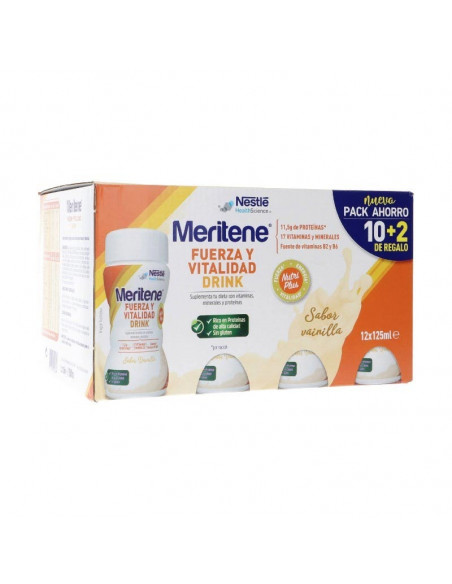 Meritene Fuerza Y Vitalidad Drink 12 Botellas 180 Ml Sabor Vainilla
