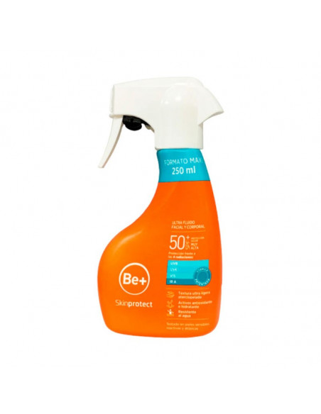 Be+ Skinprotect Ultra Fluido Spray Facial Y Corporal Spf 50+ 1 Envase 250 Ml