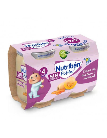 NUTRIBEN CENA CREMA DE CALABAZA Y ZANAHORIA 2 POTITOS 190 G