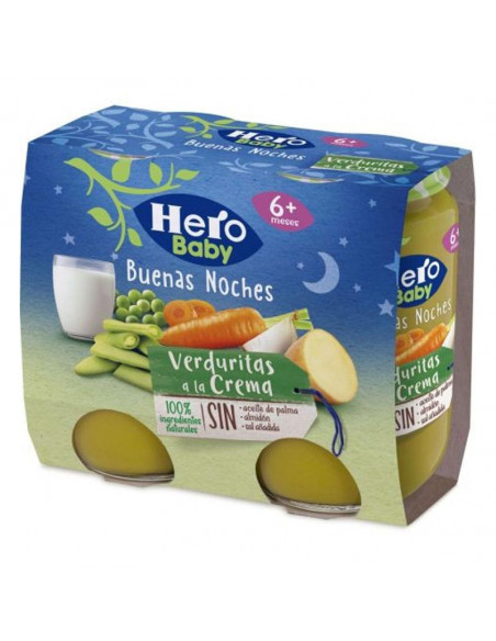 HERO BABY BUENAS NOCHES VERDURITAS A LA CREMA 2 FRASCOS 190 G