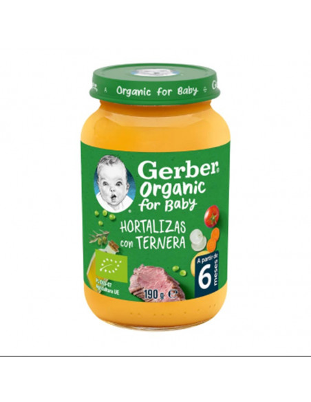 GERBER ORGANIC HORTALIZAS CON TERNERA 1 TARRITO 190 G