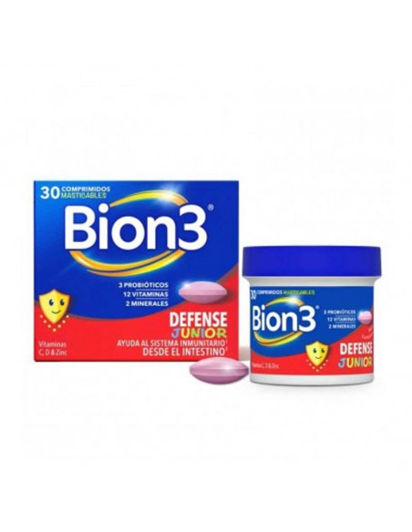BION3 DEFENSE JUNIOR 30 COMPRIMIDOS MASTICABKLES SABOR FRAMBUESA