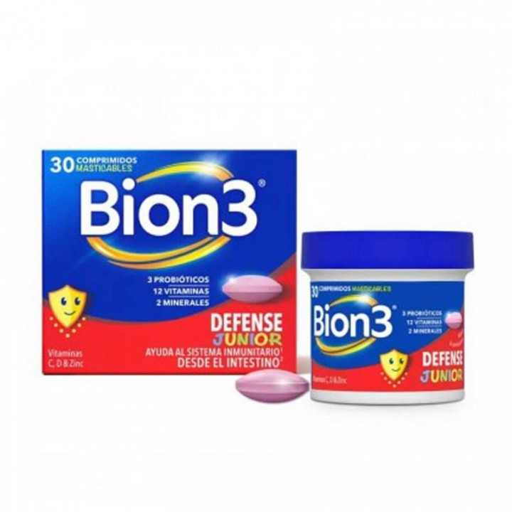 BION3 DEFENSE JUNIOR 30 COMPRIMIDOS MASTICABKLES SABOR FRAMBUESA