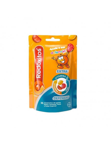 REDOXITOS EXTRA DEFENSAS 25 CARAMELOS GOMA SABOR NARANJA FRESA Y FRUTA TROPICAL