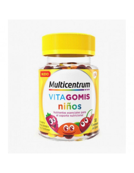 Multicentrum Vitagomis Niños 30 Caramelos De Goma Sabor Frutos Cereza Naranja Y Fresa/Frambuesa