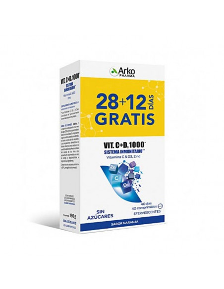 Arkopharma Vitamina C + D3 1000 40 Comprimidos Efervescentes Pack
