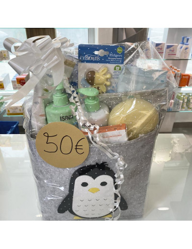 Cesta Personalizada de Bebé Pingüino