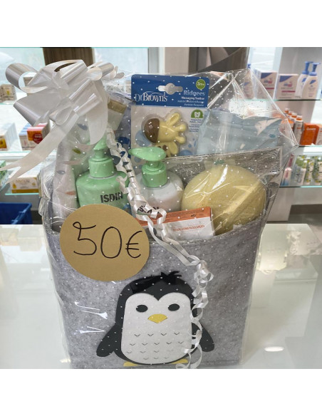 Cesta Personalizada de Bebé Pingüino