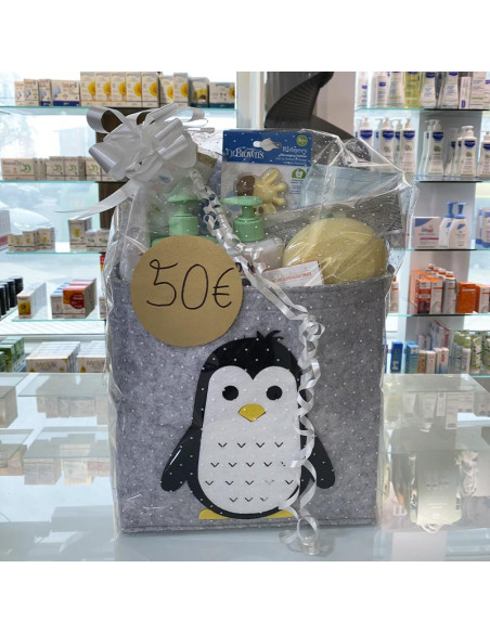 Cesta Personalizada de Bebé Pingüino