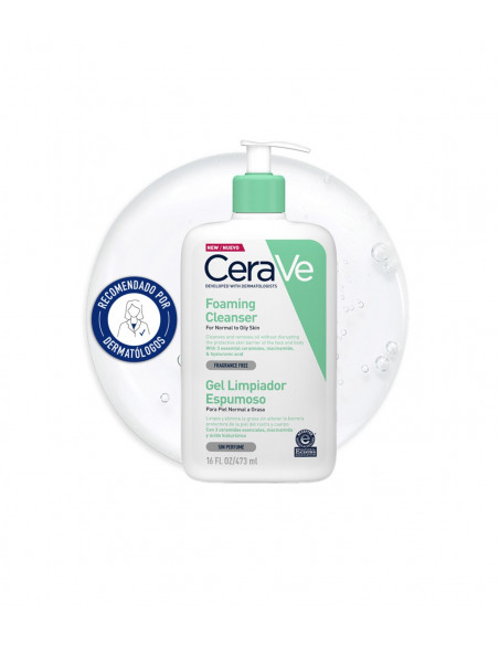 Cerave Gel Limpiador Espumoso 1 Envase 473 Ml Piel Normal A Grasa