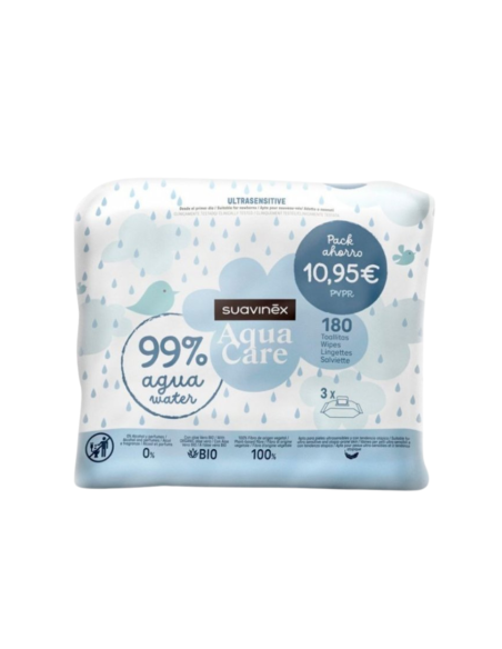 SUAVINEX TOALLITAS AQUA ULTRASENSITIVE 3 ENVASES 60 TOALLITAS PACK