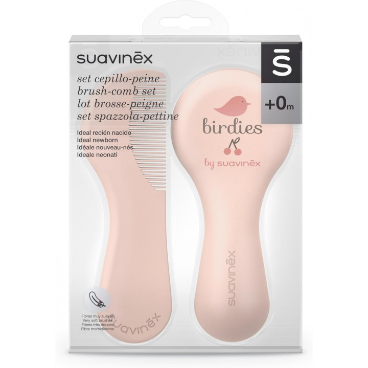 SUAVINEX CEPILLO Y PEINE INFANTIL SOFT ROSA DECORADO