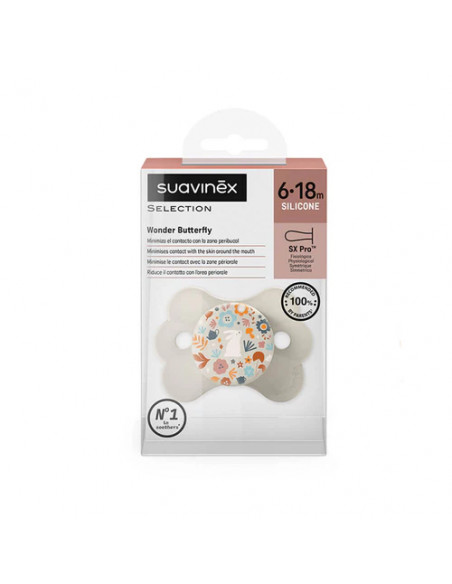 SUAVINEX PREMIUM CHUPETE FISIOLOGICO COUTURE TETINA SILICONA DE 6 A 18 MESES, 1 UNIDAD