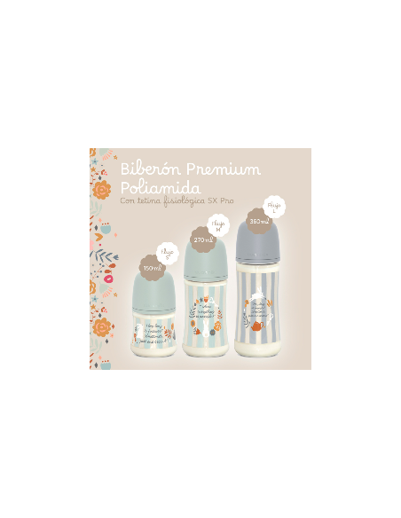 SUAVINEX PREMIUM BIBERON COUTURE  POLIAMIDA BOCA ANCHA T SILICONA 150 ML