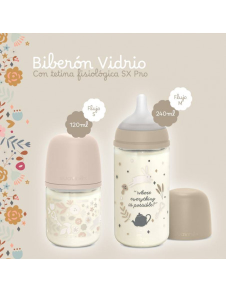 SUAVINEX BIBERON  DE VIDRIO CON BOCA ANCHA DE 120 ML
