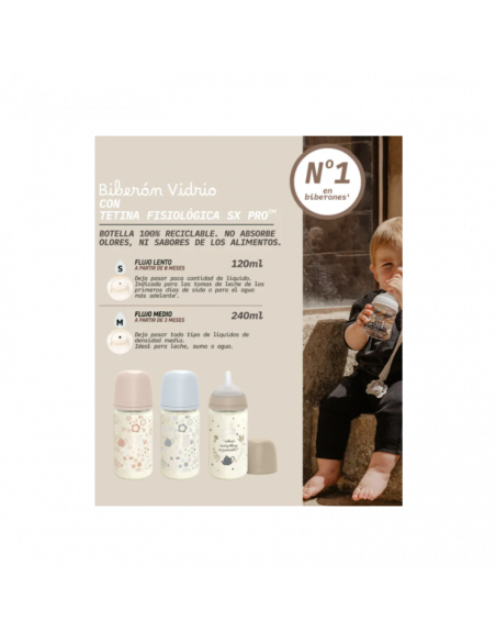 SUAVINEX BIBERON  DE VIDRIO CON BOCA ANCHA DE 120 ML