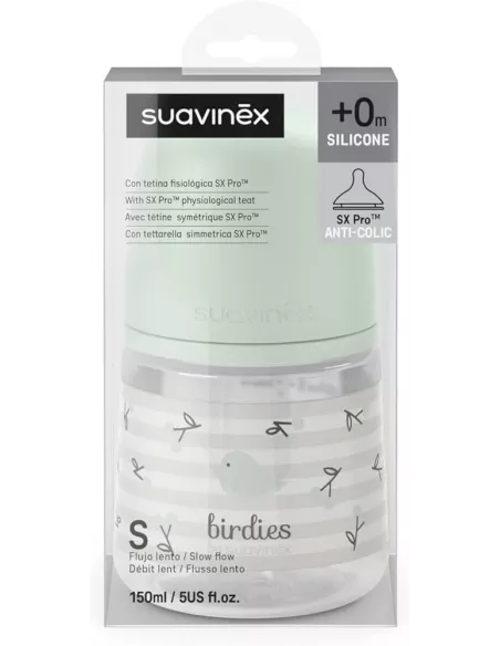 Suavinex Biberon Tetina Silicona Fisiologica Flujo Lento S 150 Ml
