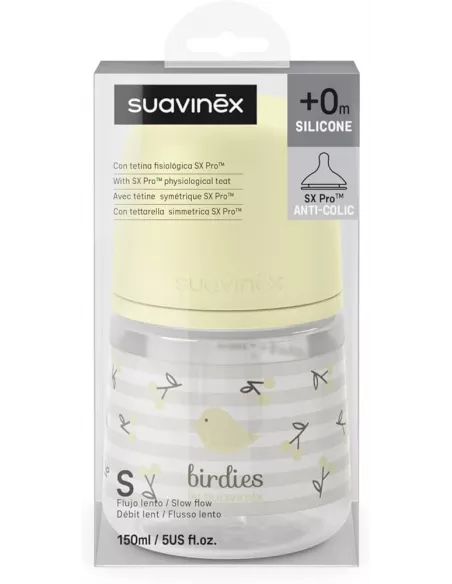 Suavinex Biberon Tetina Silicona Fisiologica Flujo Lento S 150 Ml