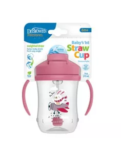 Dr Brown`s Straw Cup Vaso Con Pajita  Azuly Rosa 270 Ml...