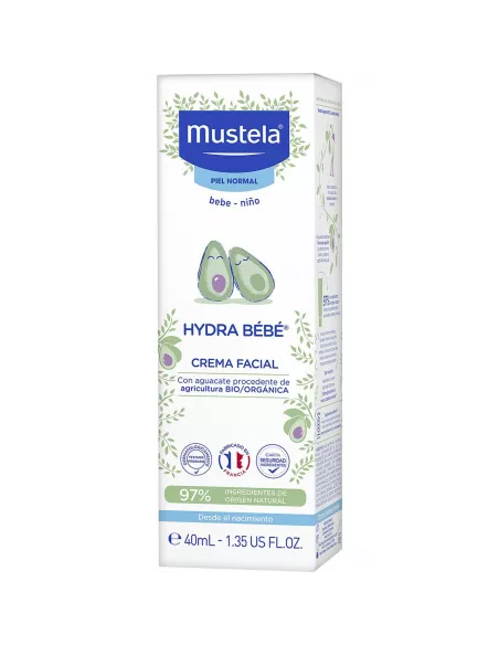 Mustela Bebe Hydra-Bebe Cara 40Ml, Refuerza La Barrera Cutanea Y Preserva La Riqueza Celular