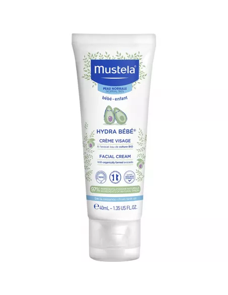 Mustela Bebe Hydra-Bebe Cara 40Ml, Refuerza La Barrera Cutanea Y Preserva La Riqueza Celular