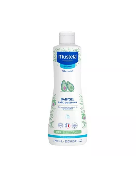 Mustela Bebe Babygel 750 Ml, Baño Espumoso, Limpia Y Contribuye Al Desarroyo Sensorial Desde Nacer