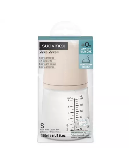 Suavinex Biberon Anticolico T Silicona Suavinex + 0 Meses 1 Envase 180 Ml Talla S Light Sand