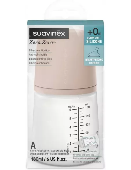 Suavinex Biberon Anticolico T Silicona Adaptable + 0 Meses 1 Envase 180 Ml Almond