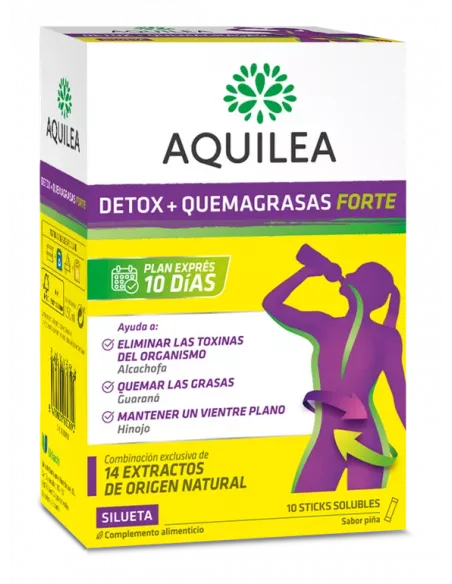 Aquilea Detox + Quemagrasas Plan Expres 10 Dias Doble Accion Sabor Piña 10 Sticks