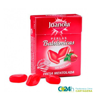 JUANOLA PERLAS FRESA MENTOLADA BALSAMICAS 25 GRAMOS SIN AZUCARES