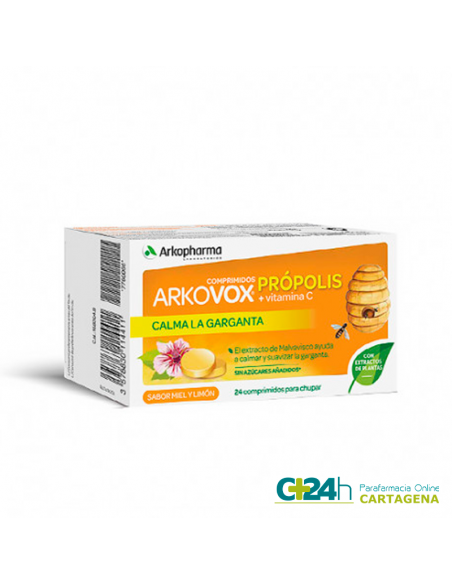 ARKOVOX PROPOLIS VITAMINA C GARGANTA COMPRIMIDOS FORMULA MEJORADA CON PAPAINA, SABOR MIEL Y LIMON,