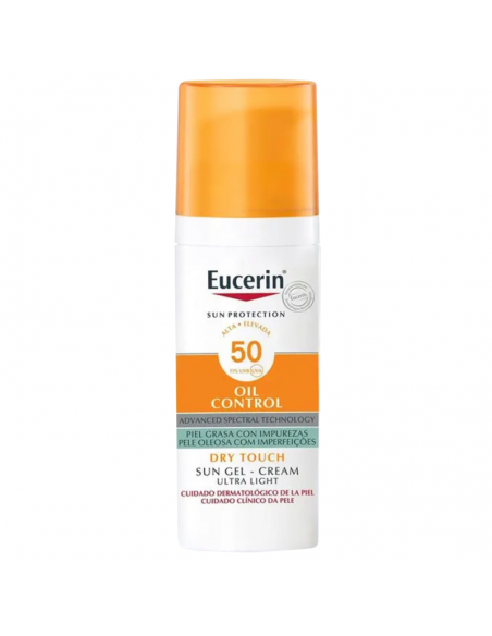 EUCERIN SUN PROTECTION GEL CREMA FPS 50+ TEXTURA GEL CREMA TOQUE SECO FACIAL 50 ML PROTECCION SOLAR