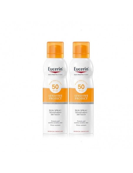 EUCERIN SUN PROTECTION SPRAY FPS 50 TEXTURA SPRAY TRANSPARENT DRY TOUCH DUPLO 2X200ML TAMAÑO AHORRO