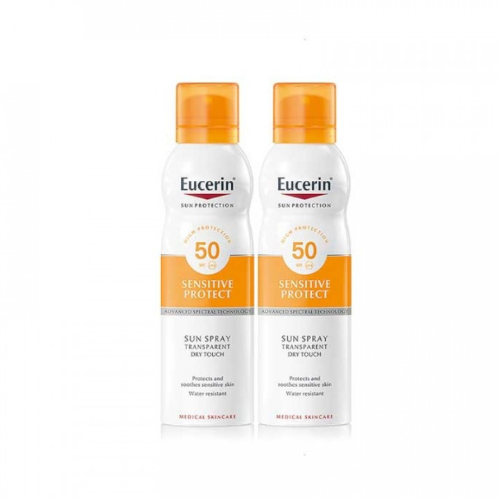 Eucerin Protector Solar Spray FPS50 Transparente Dry Touch Corporal Ahorro 2x200ml.