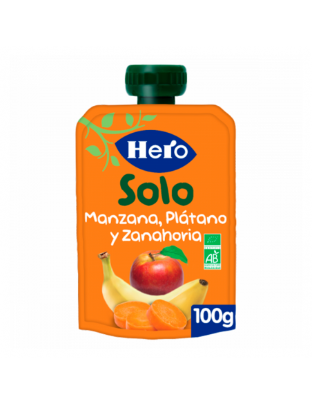 HERO BABY SOLO MANZANA PLATANO Y ZANAHORIA 1 ENVASE 100 G