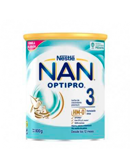 Nestle Nan Optipro 3 Crecimiento 800g Con HM-O, Optipro Y L.Reuteri Refuerza Sistema Inmunitario
