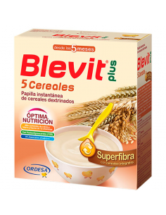 BLEVIT SUPERFIBRA 600G 5 CEREALES CON EFECTO BIFIDUS, DESDE LOS 5 MESES, CALCIO,HIERRO,12 VITAMINAS