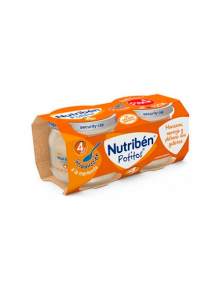 NUTRIBEN POTITO INTRODUCCION BIPACK 2X120G  MERIENDA MANZANA NARANJA PLATANO CON GALLETAS