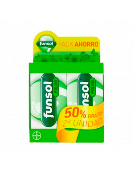 FUNSOL PACK AHORRO DUPLO POLVO 2X60 G REDUCE EL SUDOR EXCESIVO Y ELIMINA EL MAL OLOR DE PIES