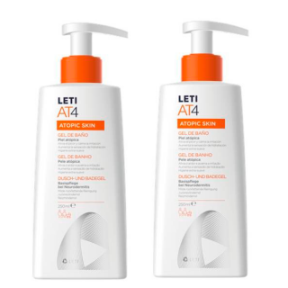 Leti AT4 Gel de Baño Sobregraso Pieles Atópicas 2x250ml.