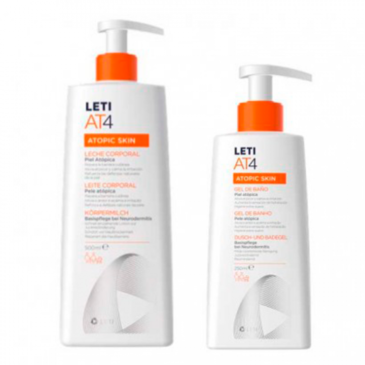 Leti AT4 Leche Corporal 500ml + Gel de Baño 250ml.
