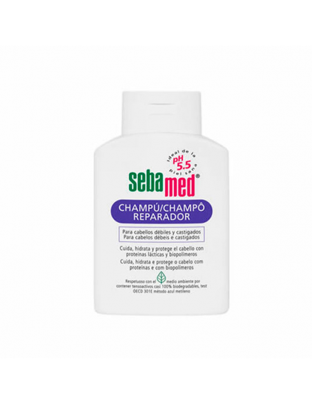 SEBAMED CHAMPU REPARADOR 200 ML, PARA CABELLOS DÉBILES Y CASTIGADOS, CUIDA CUERO CABELLUDO
