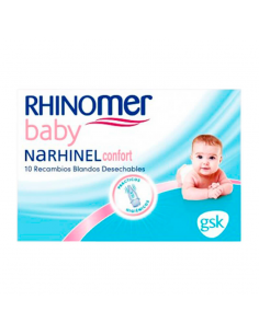 NARHINEL CONFORT RHINOMER BABY RECAMBIOS BLANDOS DESECHABLES ASPIRADOR 10 UNIDADES BEBES DESDE 0M+