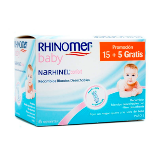 Narhinel Comfort Rhinomer Baby 15+5 Recambios Blandos Desechables.