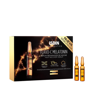 Isdinceutics Flavo-C Sérum Melatonina Reparador de Noche 30 Ampollas.